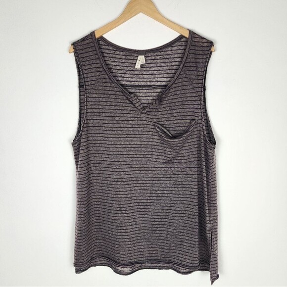 We The Free Sleeveless Knit Top Grey Purple Stripes Size L - Picture 1 of 10